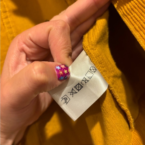 Farm Rio beaded corduroy button up shirt/jacket mustard yellow size small - Picture 8 of 8
